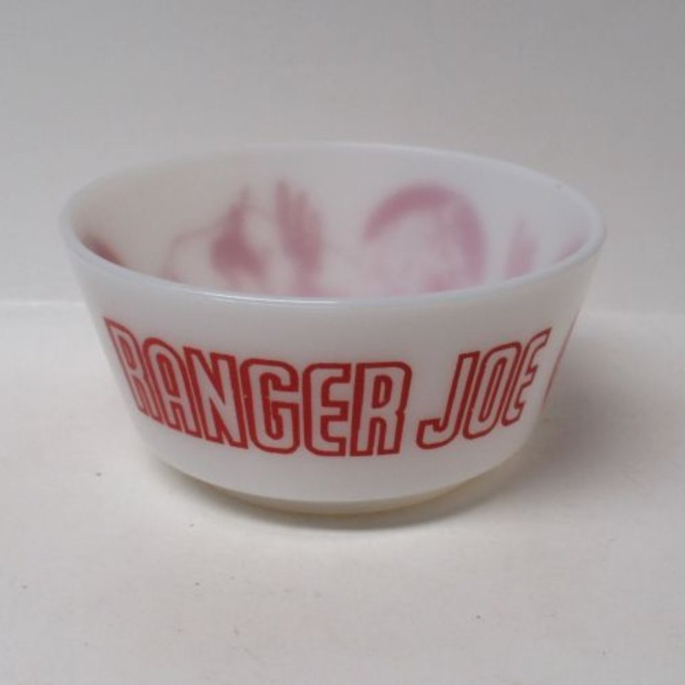 Hazel Atlas White with Red Lettering Ranger Joe 5 Inch Childs Cereal Bowl